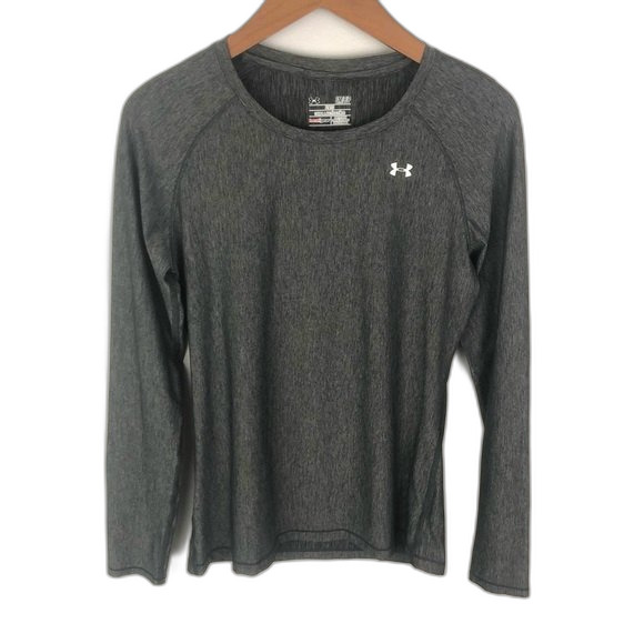 Under Armour HeatGear Grey Long Sleeve Workout Shirt Size Small - Picture 4 of 15